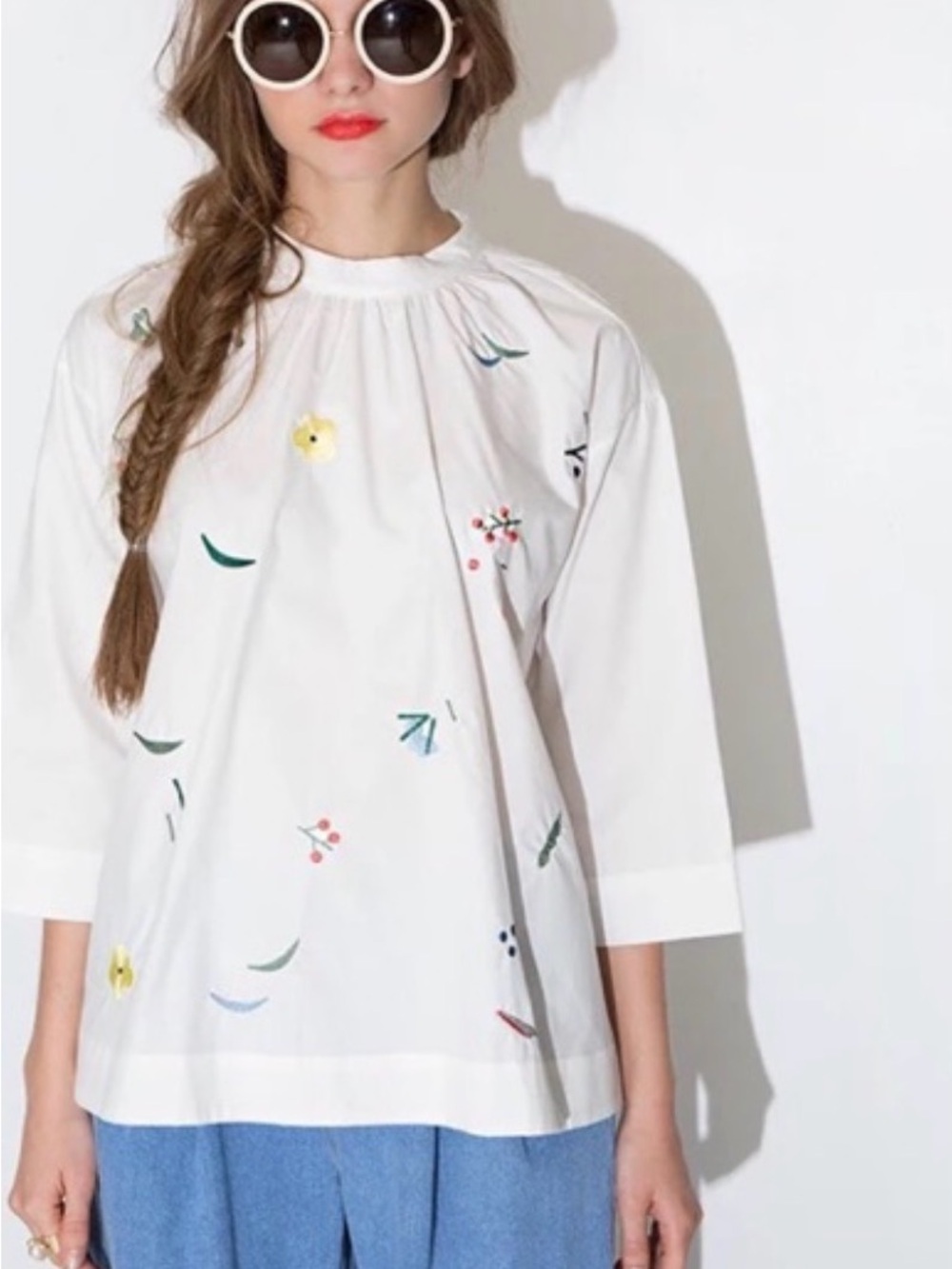 atelier du savon White Embroidered Cotton Blouse One Size